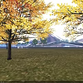 Modern Cultural Center Building with Unique Curved Roofs Surrounded by Water Green Lawns and Trees