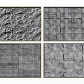 Decorative Background Wall With Various Stone Textures And Patterns For Interior Design 3d model