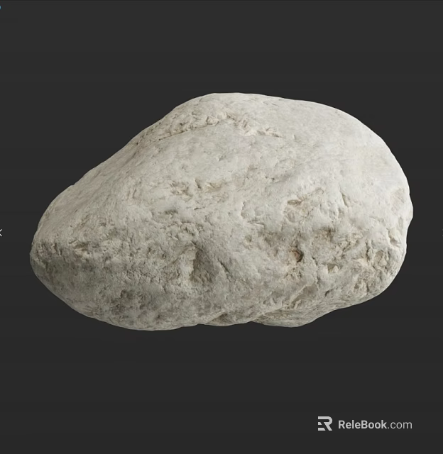 Natural White Stone With Rough Surface And Handcrafted Wooden Display Base 3d model