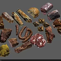 Assorted Fresh Meat Products With Sausages Bacon Hamburger Roasted Chunks And Wraps