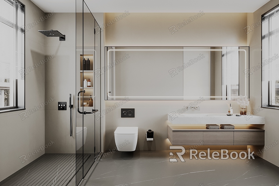 Bathroom Toilet Bathroom Cabinet Shower Glass Partition model