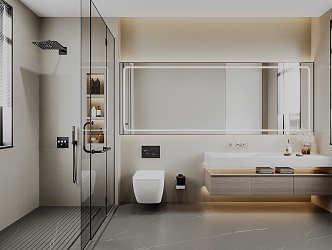 Bathroom Toilet Bathroom Cabinet Shower Glass Partition 3d model