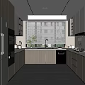 Sleek Modern Kitchen Interior Design With Wooden Cabinets Stainless Steel Appliances And Window Blinds