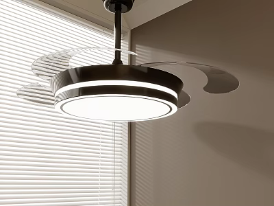 Modern Interior Pendant Light With Circular White Shade Black Frame And Curved Accents 3d model