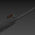 Vintage Machine Gun With Wooden Component Barrel Holes And Metal Body Structure