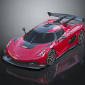 Red Supercar With Sleek Design Black Roof And Large Rear Spoiler