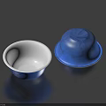 Decorative Ceramic Ware With Blue Exterior White Interior And Matching Lid 3d model