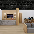 Modern Administrative Service Hall Interior With Computers Desks Chairs And Waiting Area