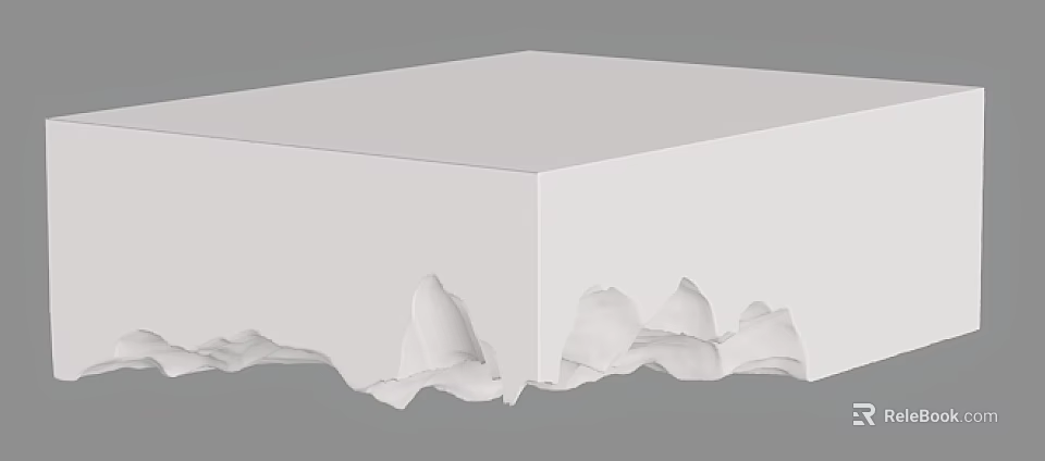 Contemporary White Square Coffee Table With Unique Artistic Irregular Natural Rock Inspired Base Design 3d model 