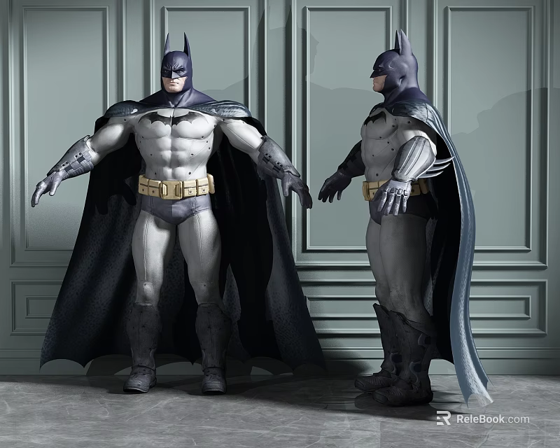 Batman Game Character Action Figure With Two Views Classic Costume And Cape 3d model 
