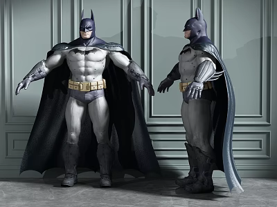 Batman Game Character Action Figure With Two Views Classic Costume And Cape 3d model