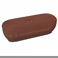 Modern Brown Woven Rattan Stool with Long Design and Black Base