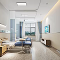 Modern Hospital Ward Interior With Medical Bed TV Equipment And Curtain Windows
