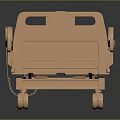 Golden 3D Model Medical Bed With Wheels And Side Rails For Healthcare Use