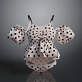 Fashionable Women's Polka Dot Two Piece Swimsuit With Ruffle Sleeves And Tie Front