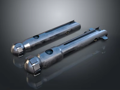 Two Metallic Tubular Weapon Structures With Smooth Surface And Precision Design 3d model