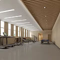 Modern Fitness Gym Interior With Treadmills Dumbbells And Workout Equipment
