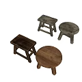 Rustic Wooden Stools With Various Shapes For Home Decor And Seating 3d model