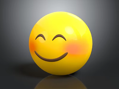 Yellow Smiling Face Decorative Ornament Set With Shiny Surface And Blushing Cheeks 3d model