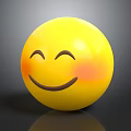 Yellow Smiling Face Decorative Ornament Set With Shiny Surface And Blushing Cheeks 3d model