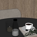 Modern Ornament Combination Candle Milk Coffee Cup Green Plant 3d model