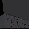 Stanchion Barriers with Blue and Red Straps Black Metal Poles Arranged on Gray Floor