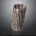 Natural Rustic Bark Textured Vase With Organic Surface And Neutral Tones