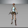Red Haired Female Character With Dual Guns Vest Shorts And Long Boots 3D Render