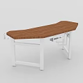 Modern Functional Desk With Curved Wooden Top And White Sturdy Legs