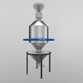Industrial Equipment With Silver Body Blue Ring Conical Base And Black Stand