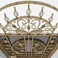 Ornate Metal Gate With Intricate Ironwork Floral Patterns Arched Top And Stone Pillars