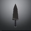 Sharp Dagger With Textured Metallic Blade And Purple Striped Handle On