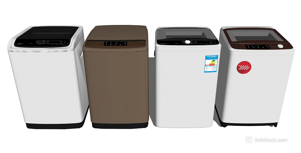 Various Colors and Designs of Top Load Washing Machines for Home Laundry 3d model 