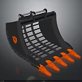 Black Excavator Bucket With Red Tines Logo And Grid Structure Design