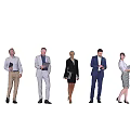 Group of Professional People in Business Attire Standing With Documents and Digital Devices