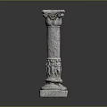 Ornate Carved Roman Column With Intricate Patterns And Stone Base