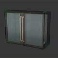 Modern Double Door Cabinet With Glass Panels And Metal Handles
