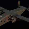 Twin Propeller Gray Passenger Plane With Wings Windows And Tail Section Design