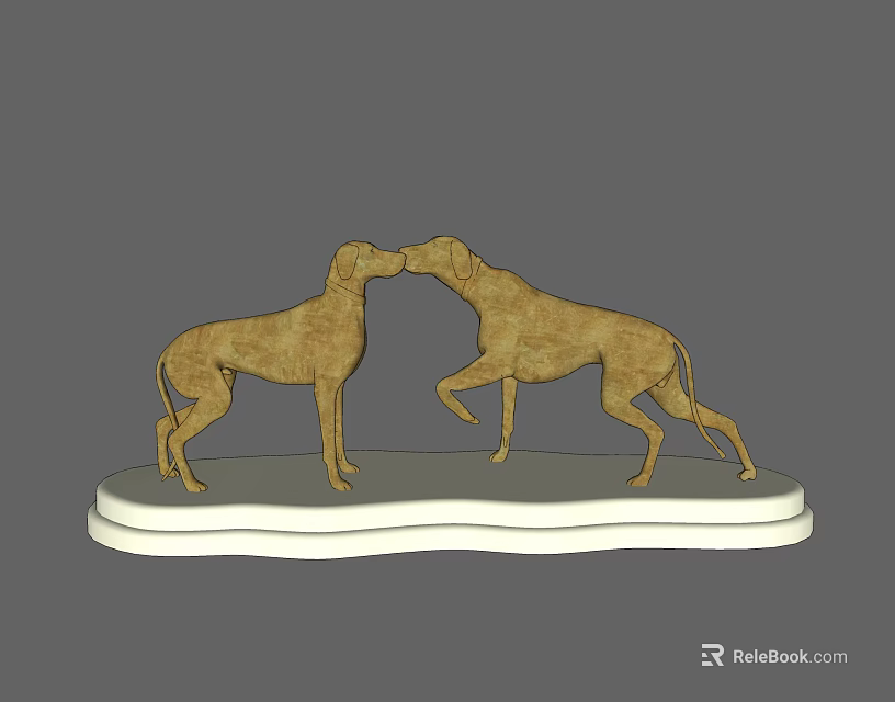 Decorative Ornament Set With Two Dog Figurines On White Base For Home Decor 3d model 