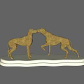 Decorative Ornament Set With Two Dog Figurines On White Base For Home Decor