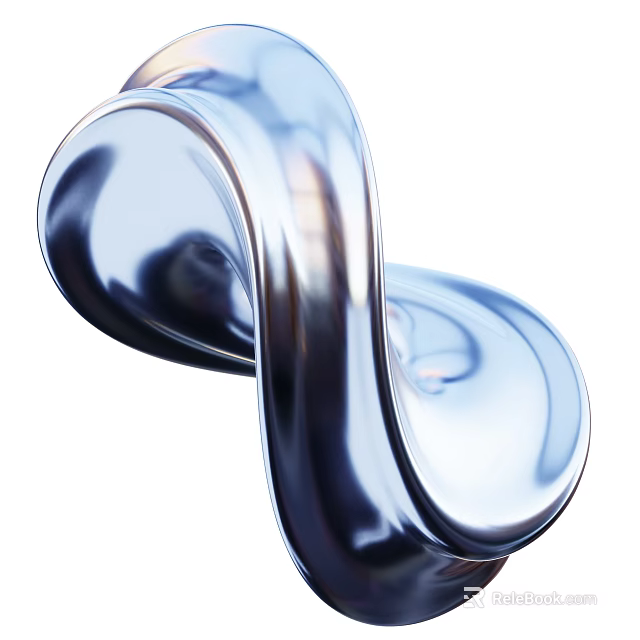 Silver Metallic Decorative Ornament Set With Flowing Curves And Modern Design 3d model 