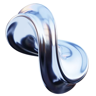 Silver Metallic Decorative Ornament Set With Flowing Curves And Modern Design 3d model