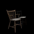 Two Tone Modern Wooden Dining Chairs With Armrest And Armless Light Colored Cushion