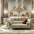 Luxurious Bedroom Interior Design With Chandelier King Bed Velvet Armchair And Area Rug