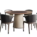 Modern round dining table and chair combination 3d model