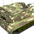 Military Camouflage Tank With Turret Gun Barrel Tracks And Armor Details