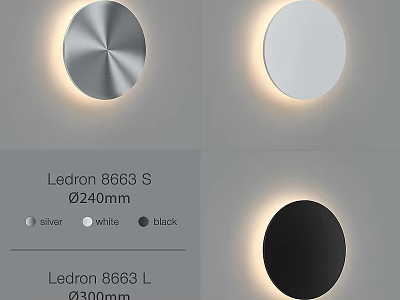 Ledtron 8663 S L Downlights 240mm 230mm Diameter in Silver White Black 3d model