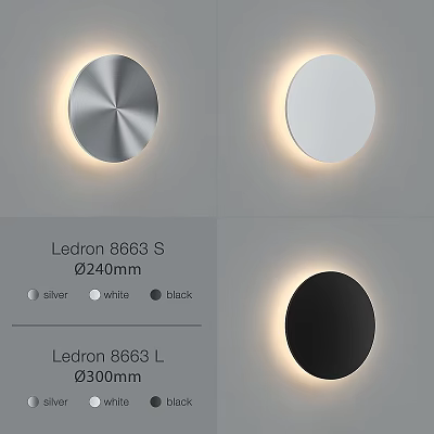 Ledtron 8663 S L Downlights 240mm 230mm Diameter in Silver White Black 3d model
