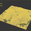 3D Mountainous Terrain Model With Winding Rivers And Lush Green Vegetation