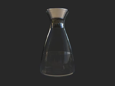 Elegant Transparent Glass Vase With Silver Rim Modern Home Decor 3d model